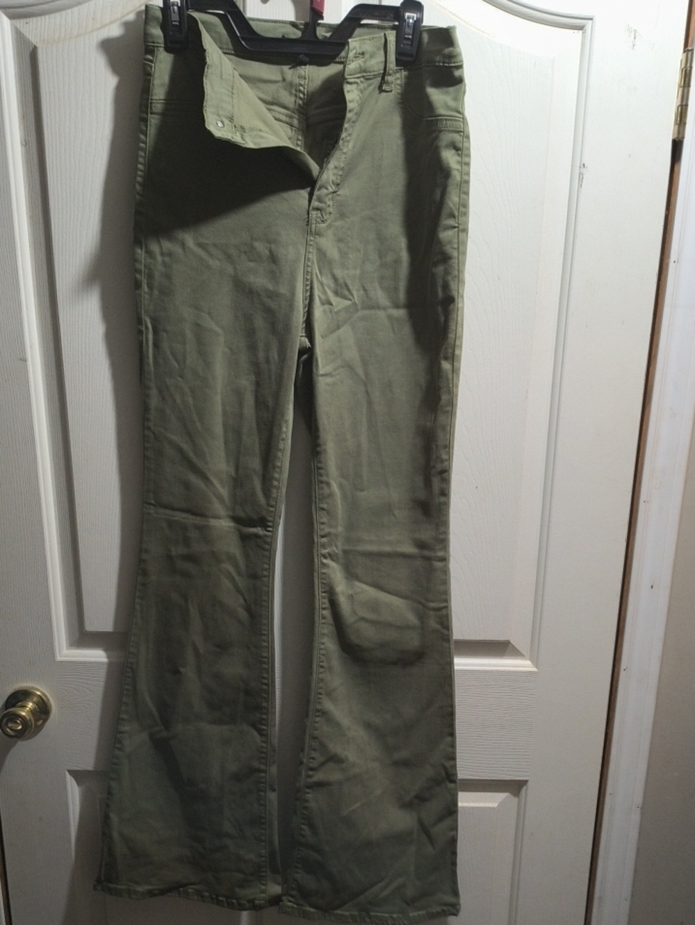 Fashion Nova Olive Flare Chinos - Light Green